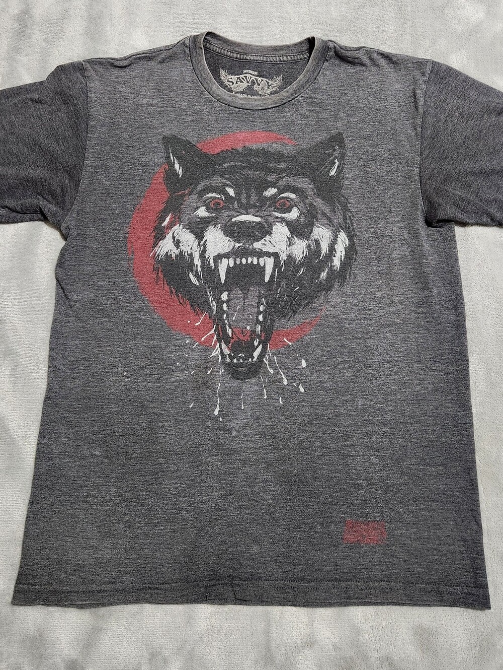 Savvy Angry Wolf Graphic Tee Charcoal Gray Medium